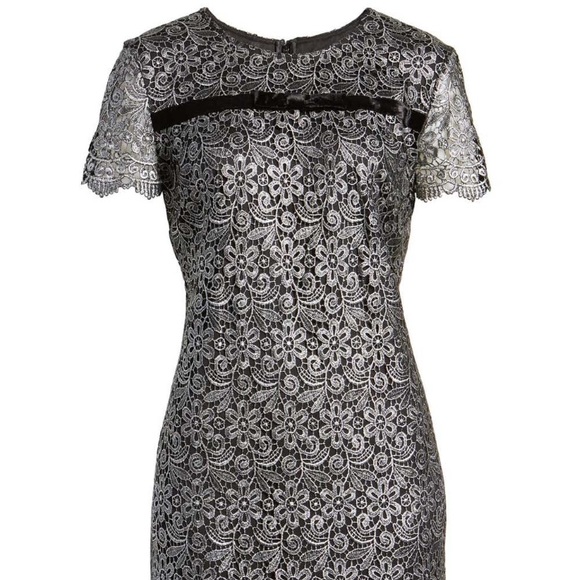 Karl Lagerfeld Paris Metallic Lace Cocktail Dress - Picture 5 of 8